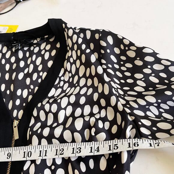 Karen Millen Black White Cheetah Animal Print Long Sleeve Midi Dress Size 4 NWT - Picture 13 of 13